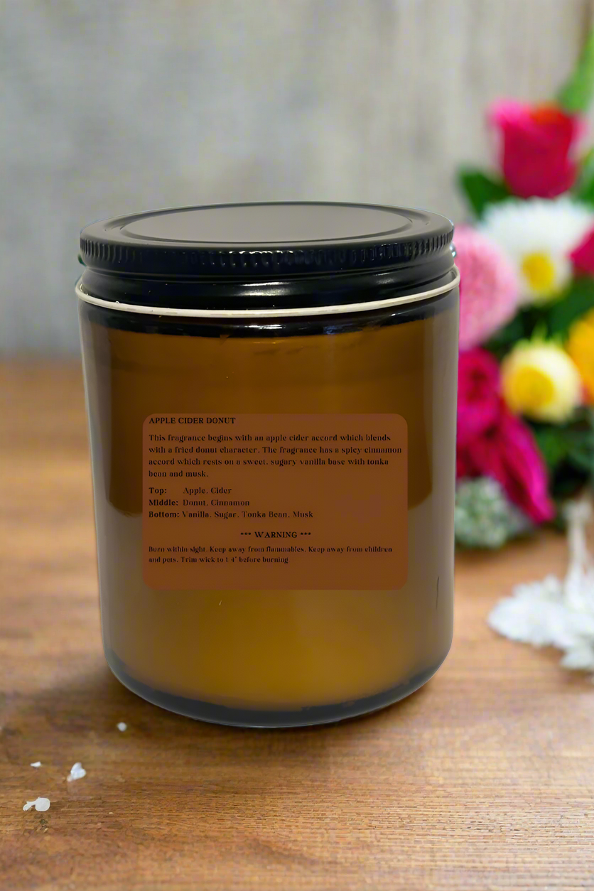 8 oz Cotton Wick Amber Glass Jar Soy Wax Candles / Spring - Summer Season Scents