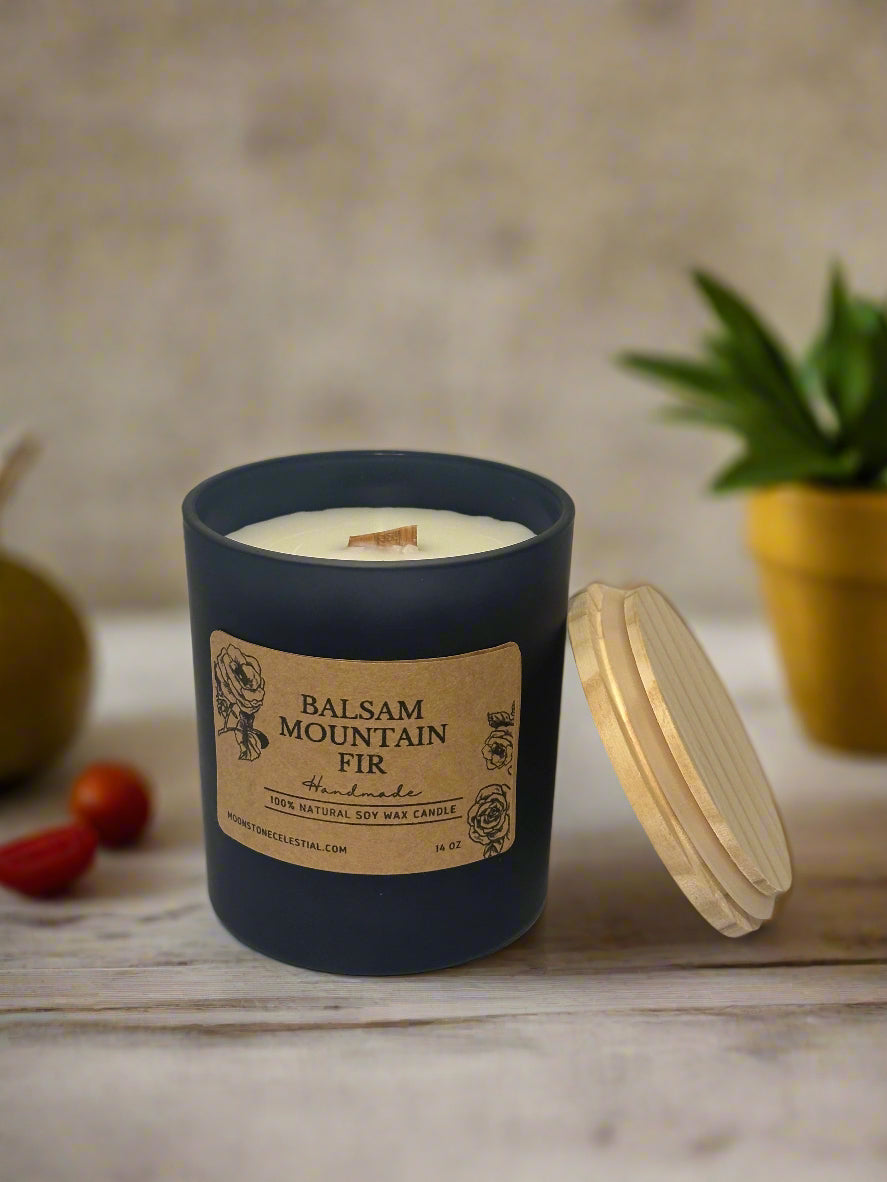 14 oz Soy Wax Candles / Fall - Winter Season Scents / Blue Glass Jars