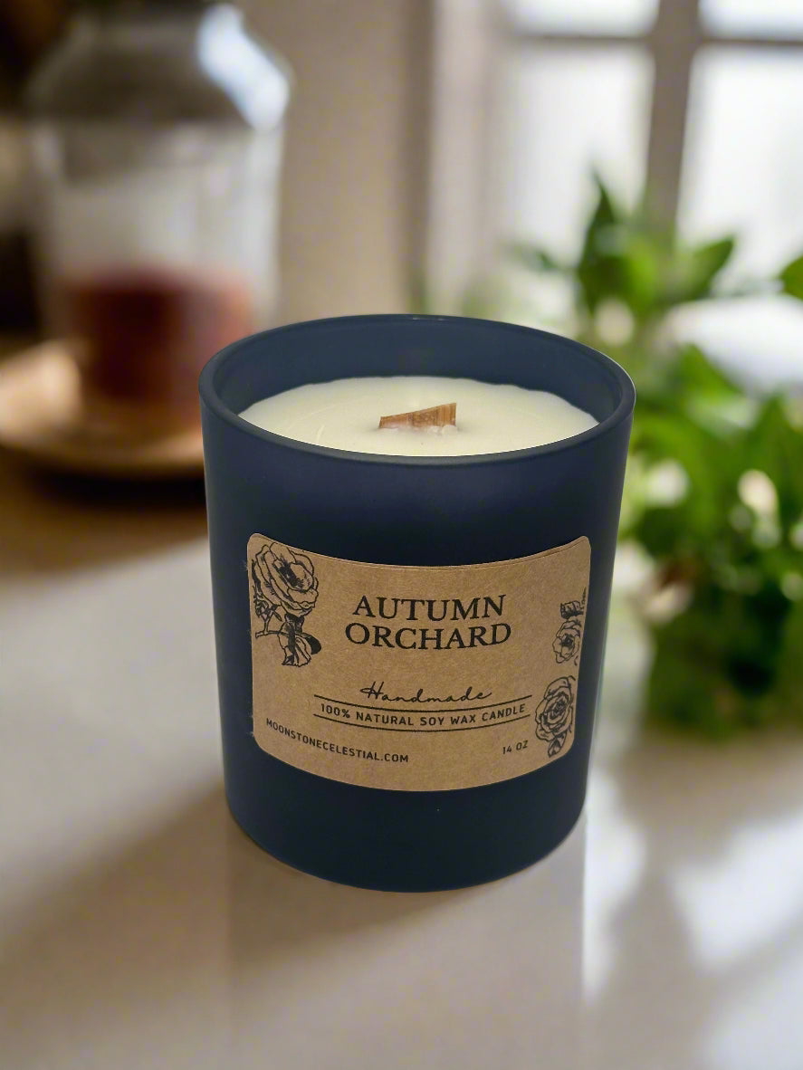 14 oz Soy Wax Candles / Fall - Winter Season Scents / Blue Glass Jars