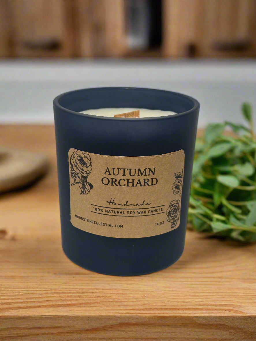 14 oz Soy Wax Candles / Fall - Winter Season Scents / Blue Glass Jars