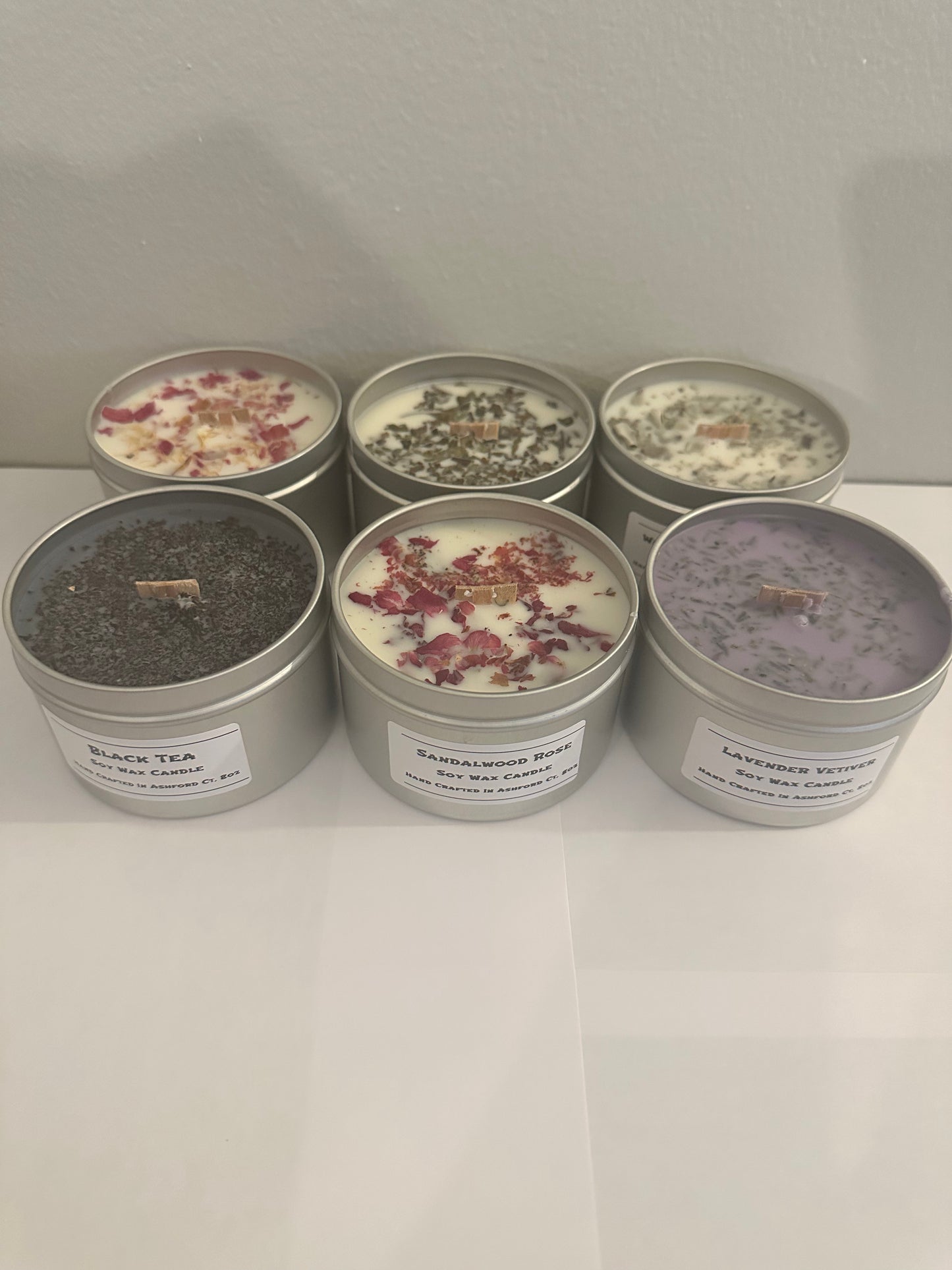 8 oz Herbal and Floral Candles, 100% Soy Wax, Wood Wick
