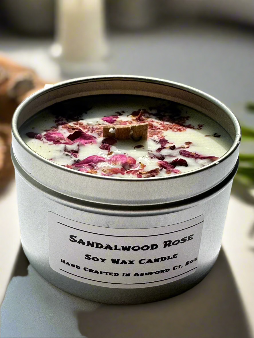 8 oz Herbal and Floral Candles, 100% Soy Wax, Wood Wick