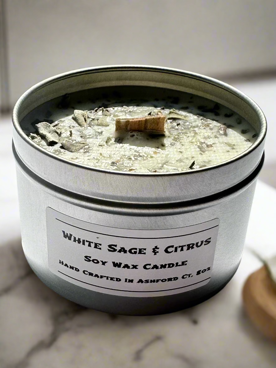 8 oz Herbal and Floral Candles, 100% Soy Wax, Wood Wick