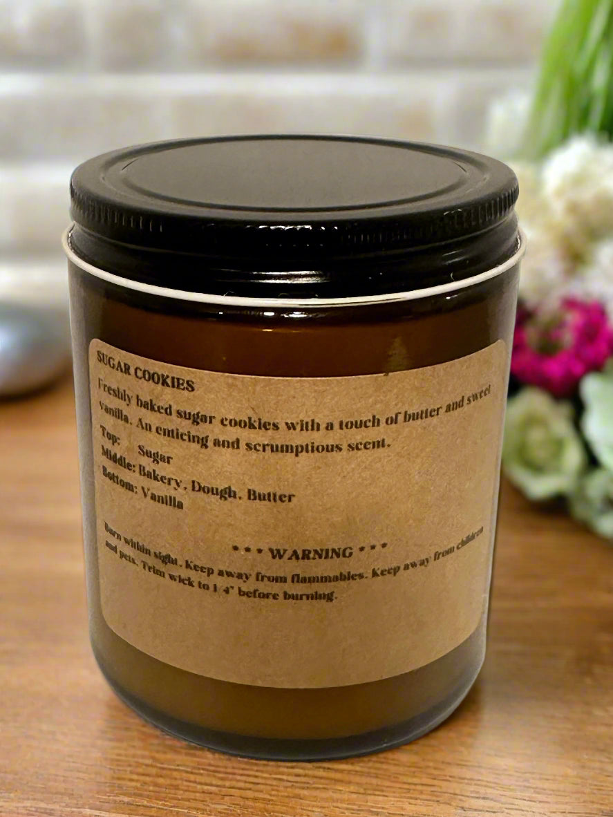 8 oz Cotton Wick Amber Glass Jar Soy Wax Candles / Spring - Summer Season Scents